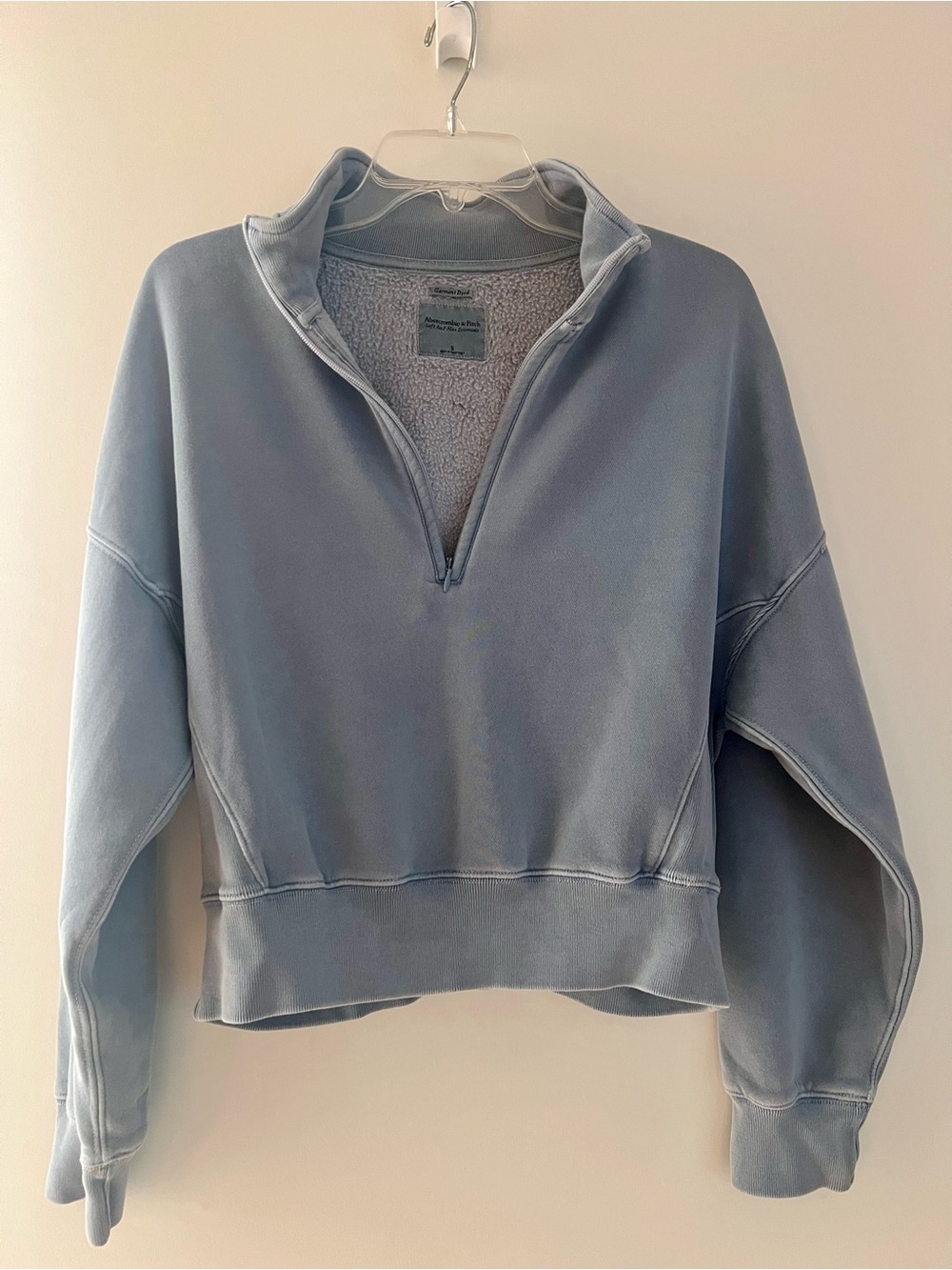 Abercrombie & Fitch Dusty Blue Quarter-Zip Fleece Sweatshirt